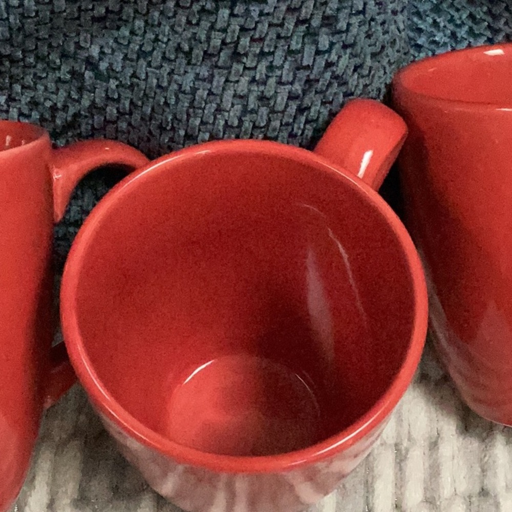 5” set of 3 Burnt Red Ceramic Coffee Mugs - Picture 3 of 4